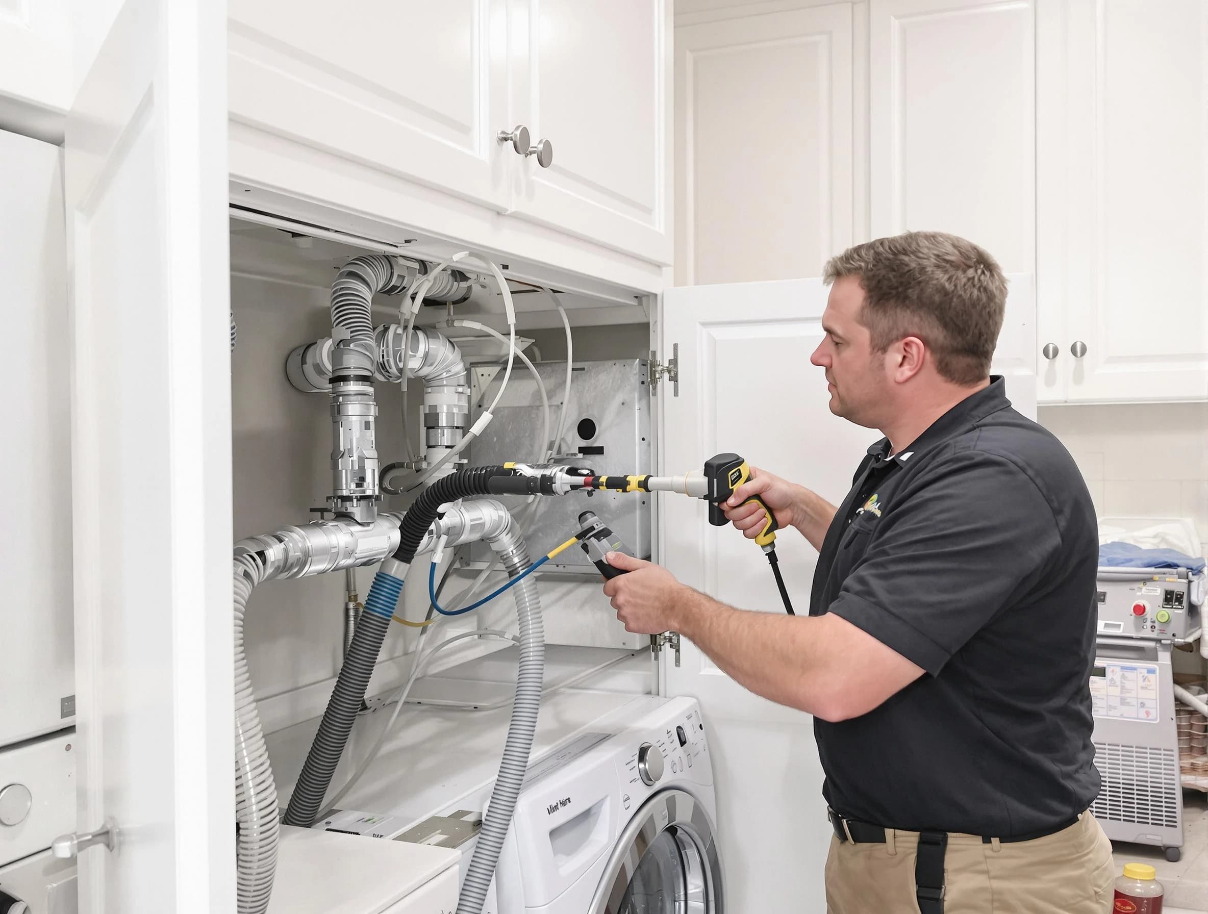 Millersville Dryer Vent Cleaning professional removing severe blockage from a clogged dryer vent in Millersville