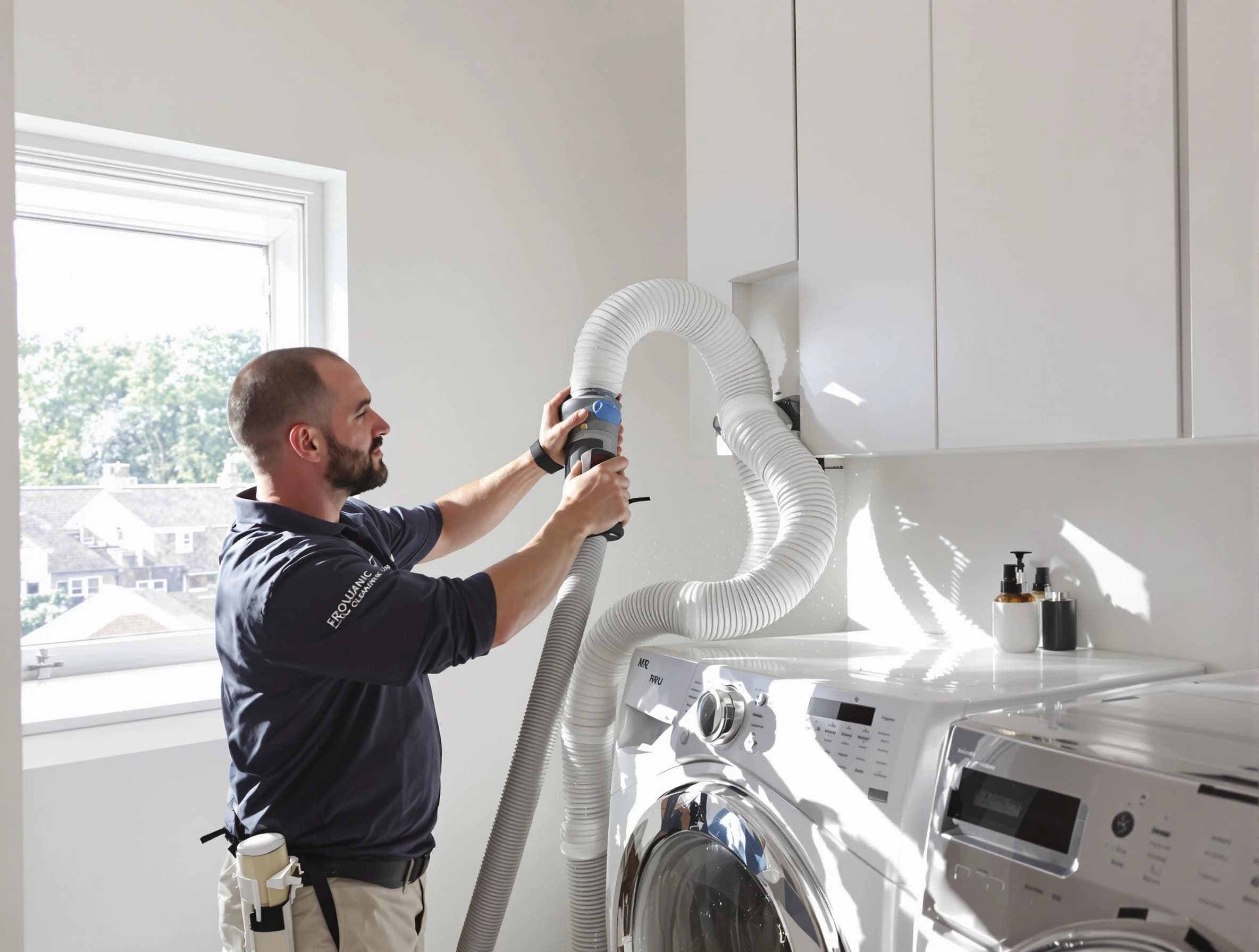 Certified Millersville Dryer Vent Cleaning technician performing dryer vent cleaning in Millersville