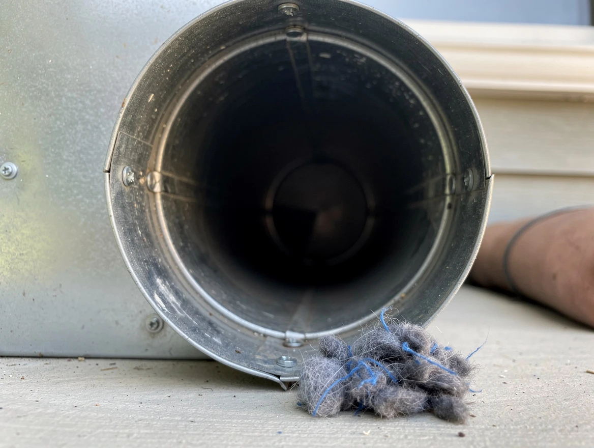 Millersville Dryer Vent Cleaning technician using specialized equipment to clear severe dryer vent blockage in Millersville