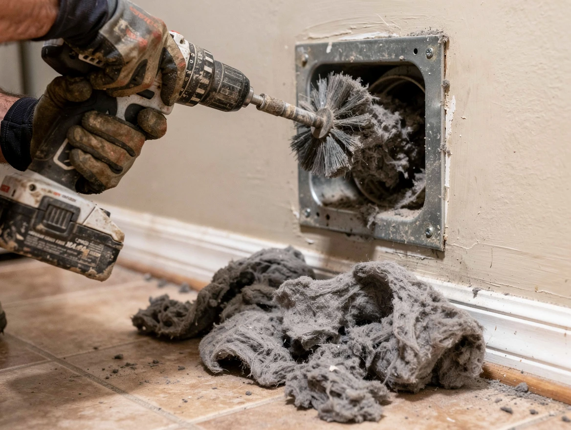 Certified Millersville Dryer Vent Cleaning technician performing dryer vent cleaning in Millersville