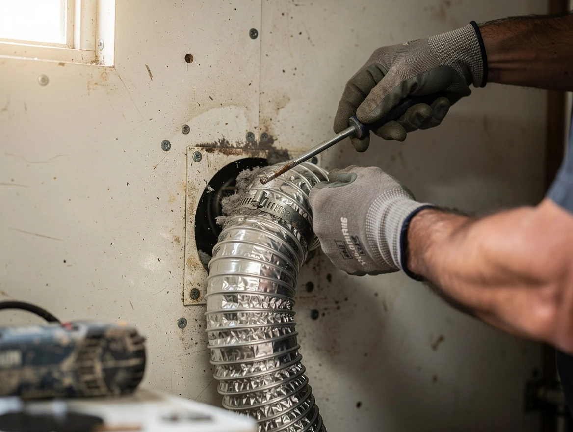 Millersville Dryer Vent Cleaning technician performing precise dryer vent hose installation in Millersville